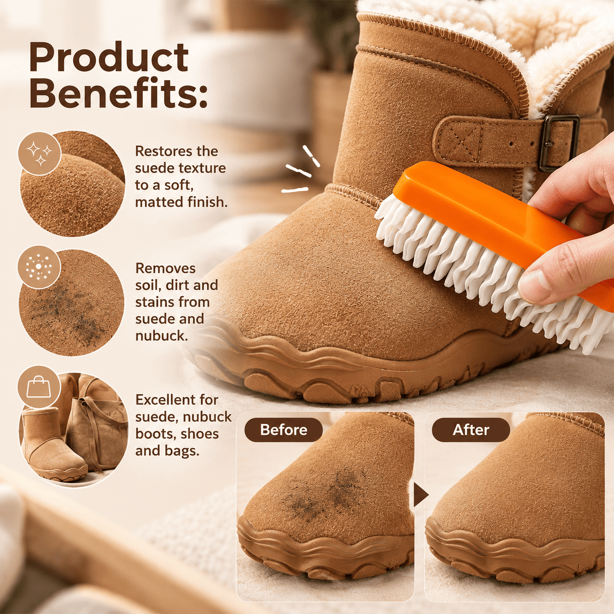 Suede and Nubuck Boots Cleaning Brush